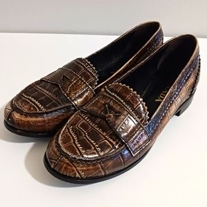 PRADA Vintage Crocodile Leather Embossed Loafers US 6